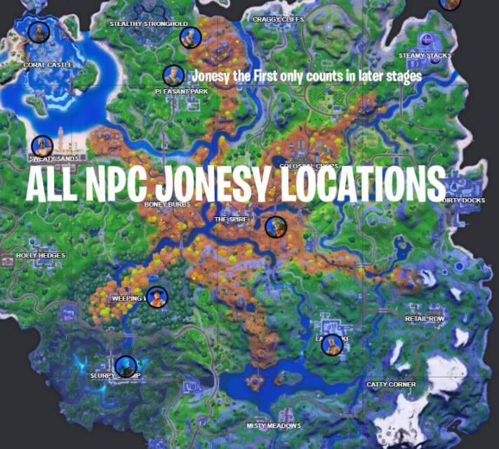 Jonesy Fortnite Locations Map