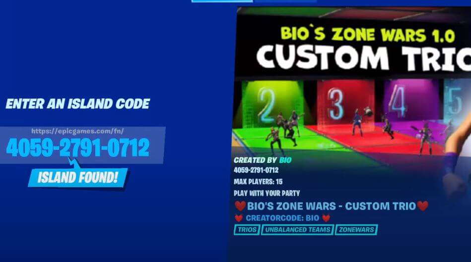 Bios Zone Wars Trio Fortnite Code