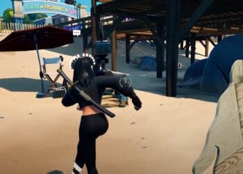 Fortnite Emote in front of a Camera at Believer Beach