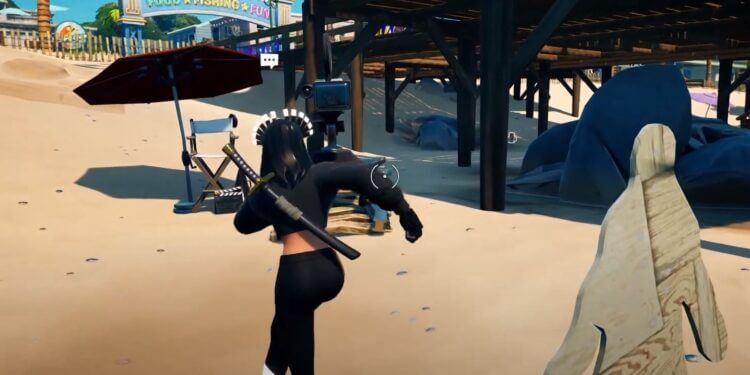 Fortnite Emote in front of a Camera at Believer Beach