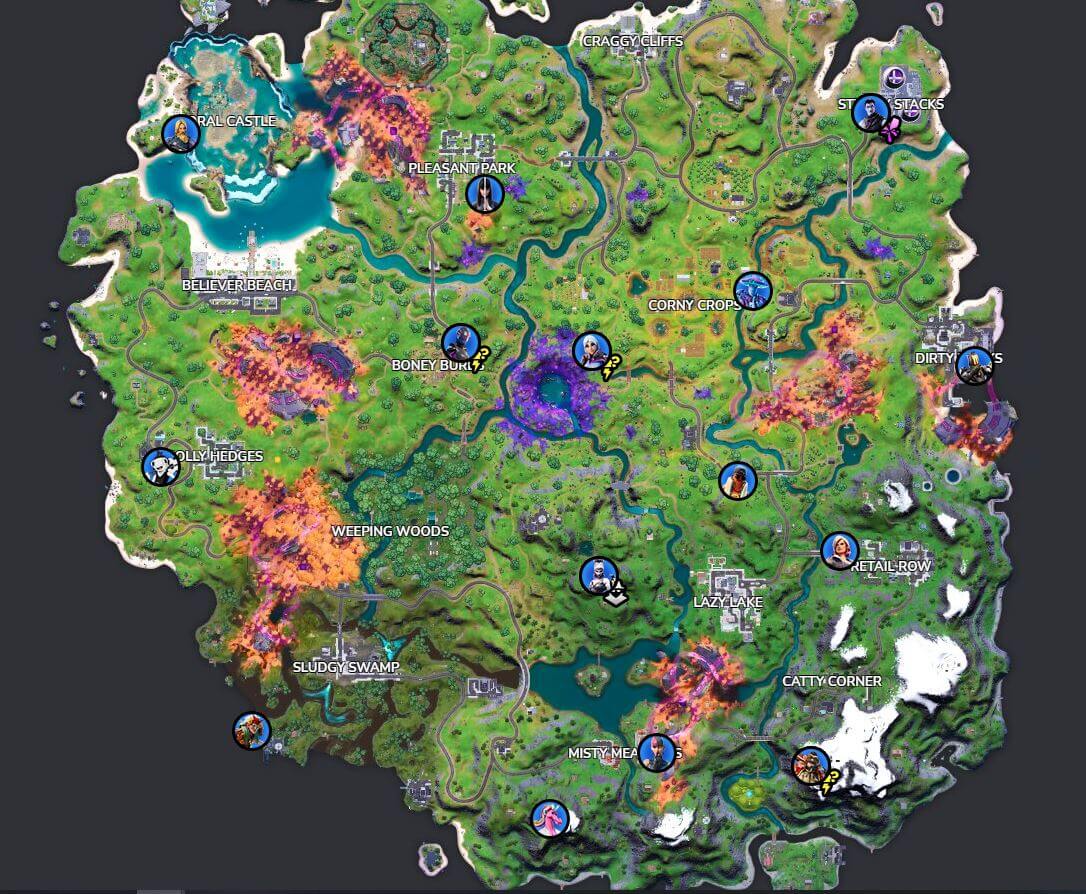 Fortnite Character Map Locations