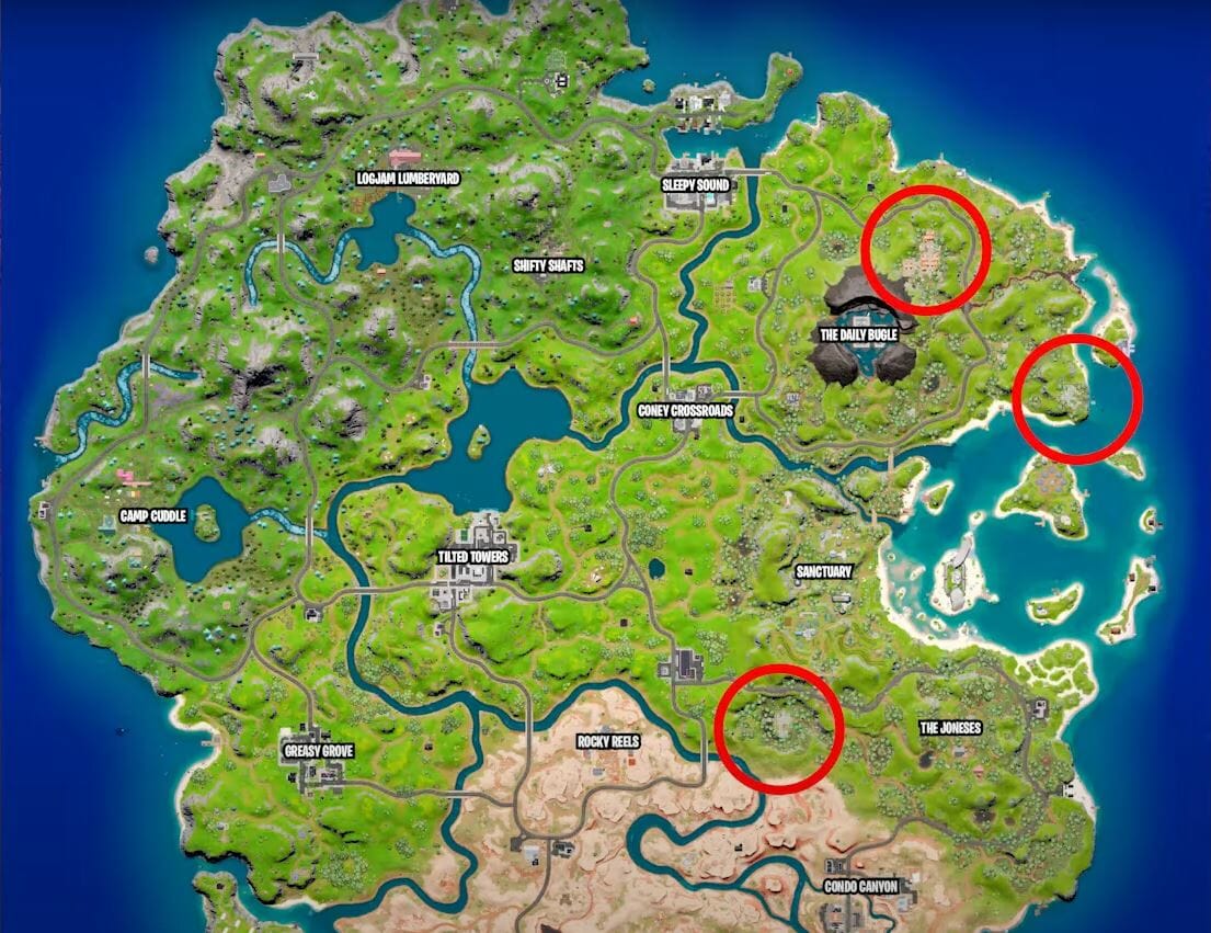 Fortnite The Temple, The Ruins, or Tumbledown Temple Map Locations