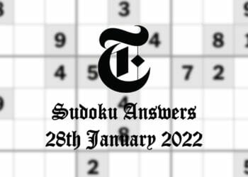 NY Times Soduku Solutions 28th January 2022