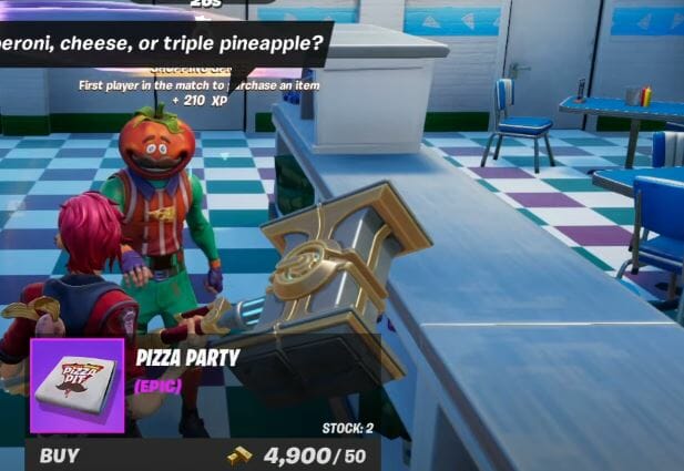 Take pizza slices from a Pizza Party item Fortnite