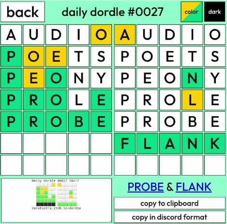 Daily Dordle Answers 27 - 20th February 2022