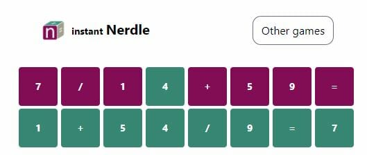 Instant Nerdle Answer - 19th February 2022