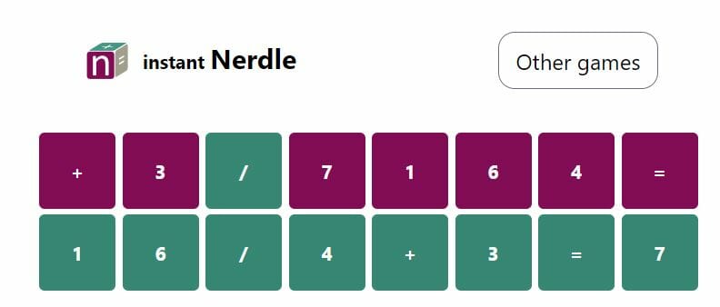 Instant Nerdle Answer - Tweeted 20th February 2022