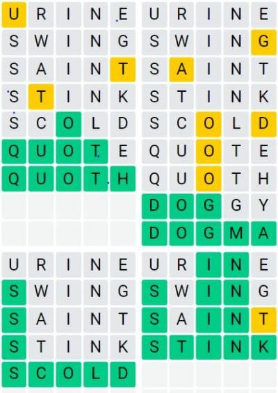 Quordle 26 February 19 2022 Answer