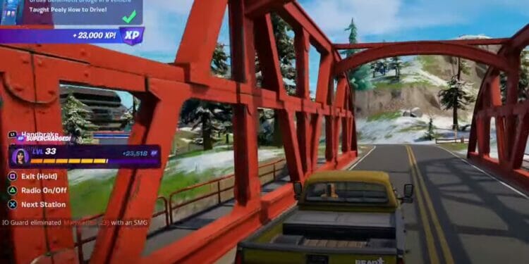 Cross Behemoth Bridge in a Vehicle Location - Fortnite