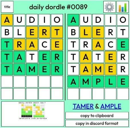 Daily Dordle 89 Answer - April 23rd, 2022