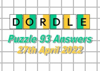 Daily Dordle 93 Answer - April 27th 2022