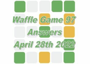 Daily Waffle Game Answer 97 - April 28th 2022