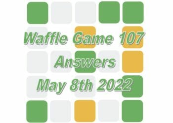 Daily Waffle Game Answer 107 - May 8th 2022