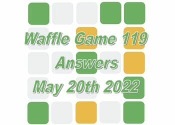 Daily Waffle Game Answer 119 - May 20th 2022
