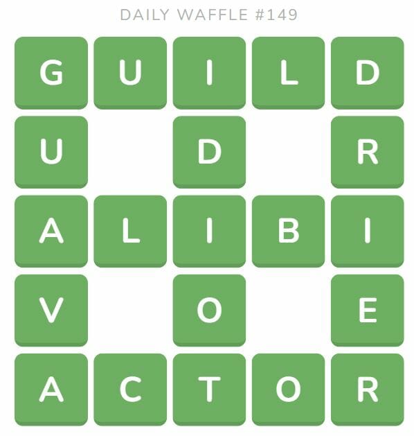 Daily Waffle Game 149 Answer - June 19th 2022