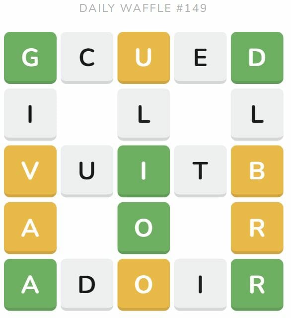 Daily Waffle Game 149 Puzzle - June 19th 2022