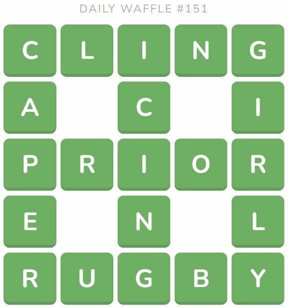 Daily Waffle Game 151 Answer - June 21st 2022