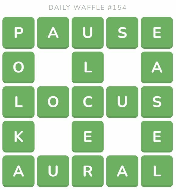Daily Waffle Game 154 Answer - June 24th 2022