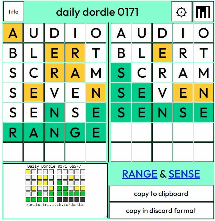 Daily Dordle 171 Answer - July 14th 2022