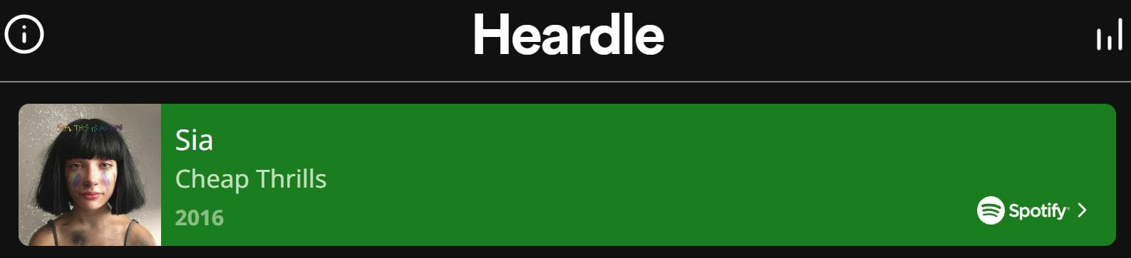 Daily Heardle Answer 142 - July 16th 2022