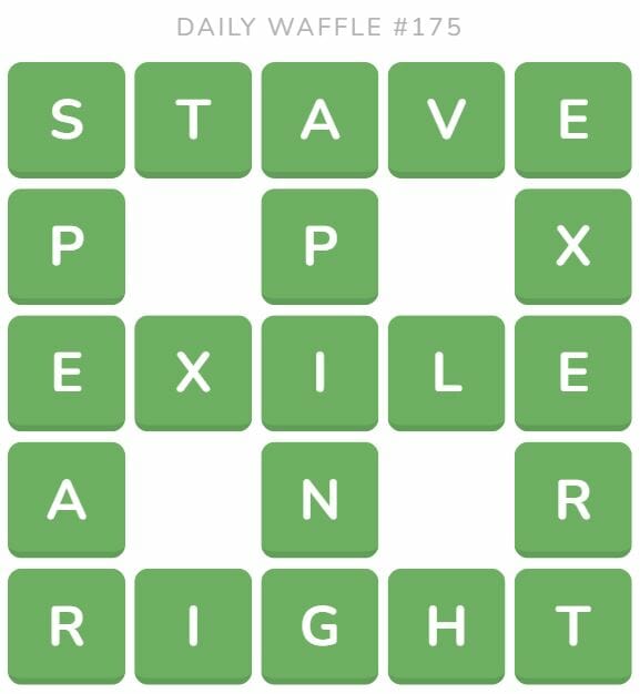 Daily Waffle Game 175 Answer - July 15th 2022