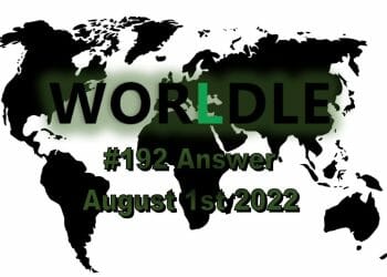 Daily Worldle 192 - August 1st 2022
