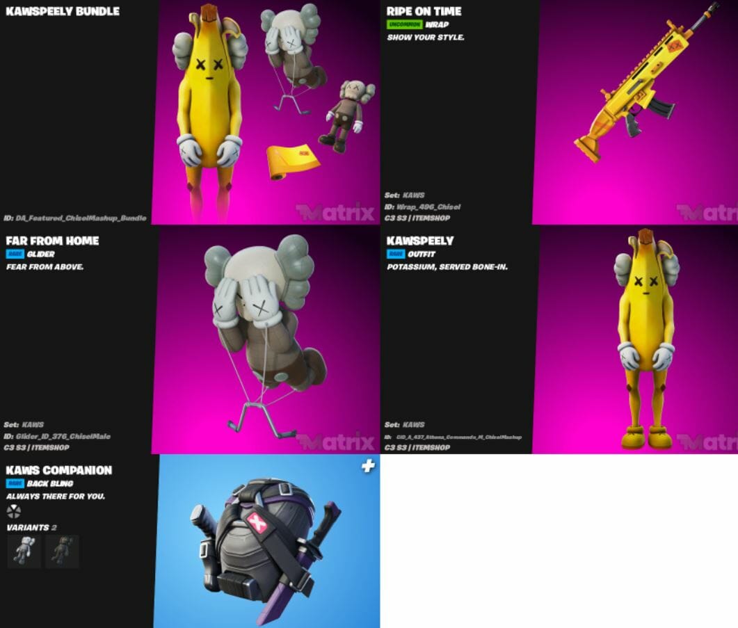 KawsPeely Fortnite Bundle Set