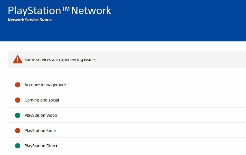 PlayStation Network Server Status July 19 2022