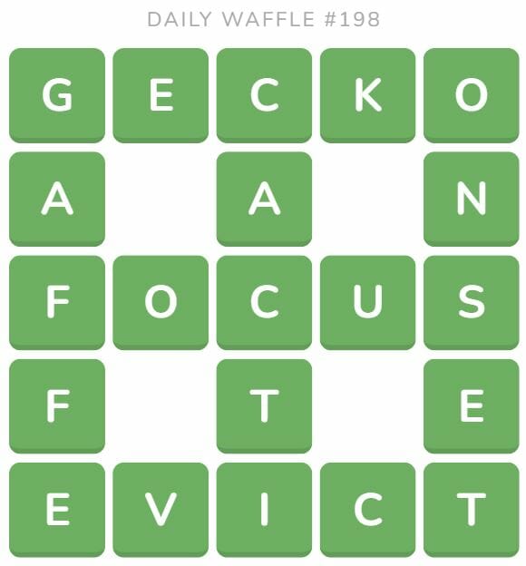 Daily Waffle Game 198 Answer - August 7th 2022
