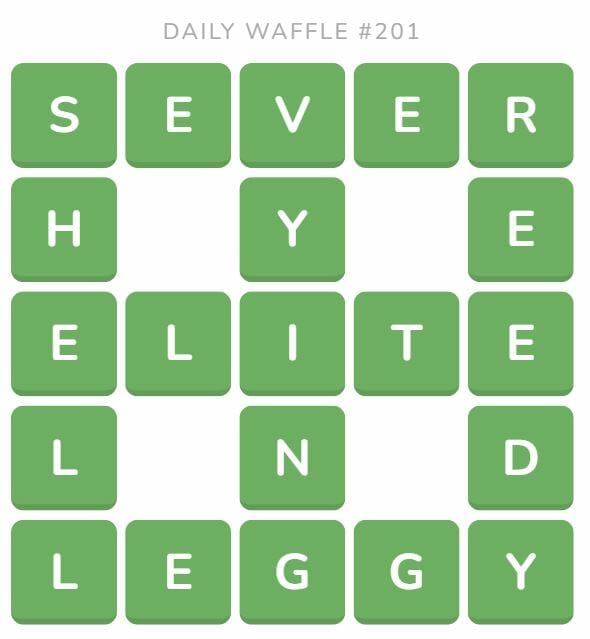 Daily Waffle Game 201 Answer - August 10th 2022