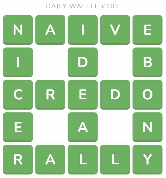 Daily Waffle Game 202 Answer - August 11th 2022