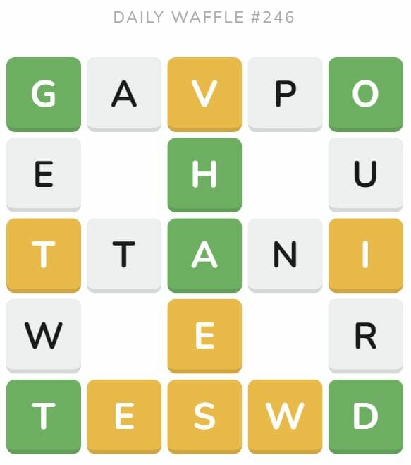 Daily Waffle Game 246 Puzzle - September 24th 2022