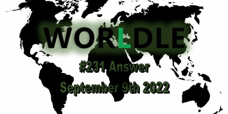 Daily Worldle 231 - September 9th 2022