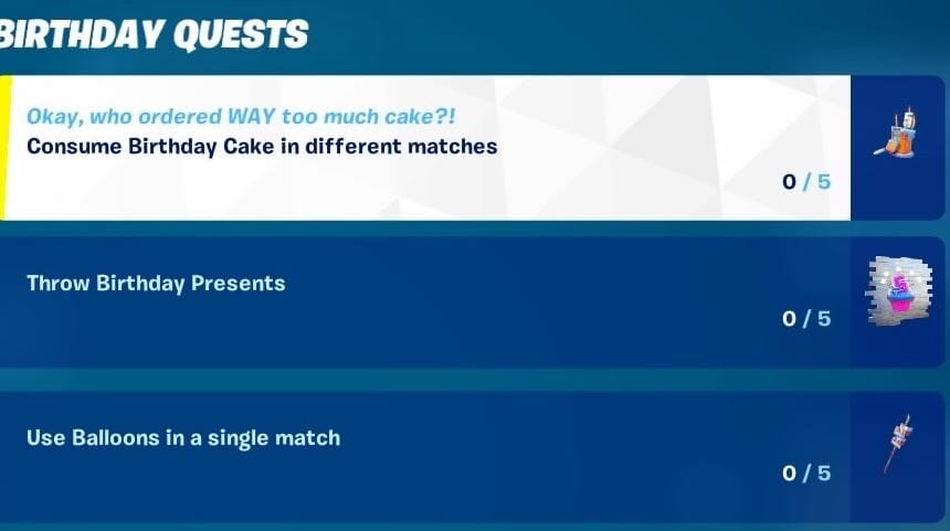 Fortnite Birthday Challenges 2022