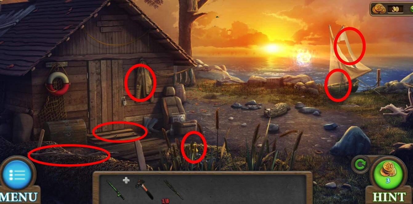 Level 2 - Outside Cabin With Objects Highlighted
