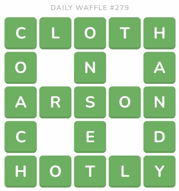 Daily Waffle Game 279 Answer - October 27th 2022