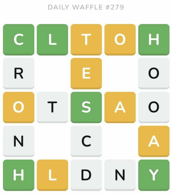 Daily Waffle Game 279 Puzzle - October 27th 2022