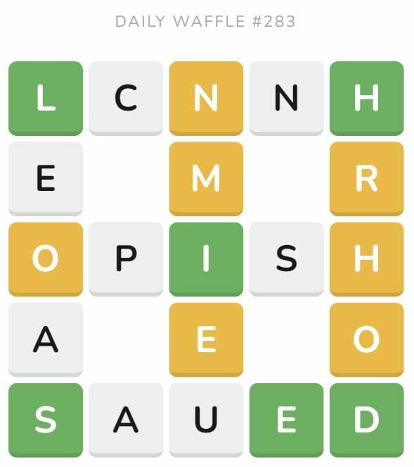 Daily Waffle Game 283 Puzzle - October 31st 2022