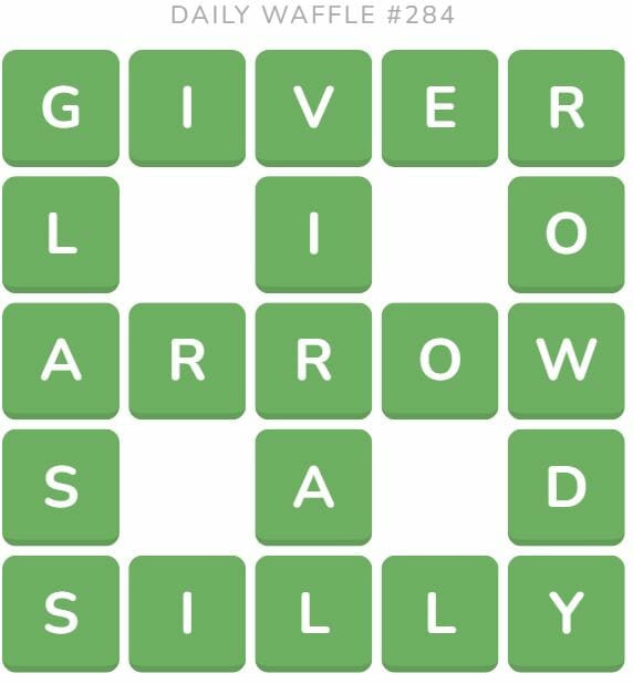 Daily Waffle Game 284 Answer - November 1st 2022