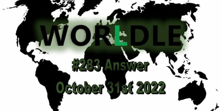 Daily Worldle 283 - October 31st 2022