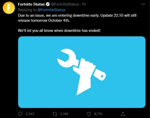 Fortnite Update 22.10 Today
