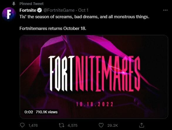 Fortnitemares 2022 Release Start Date Halloween Event