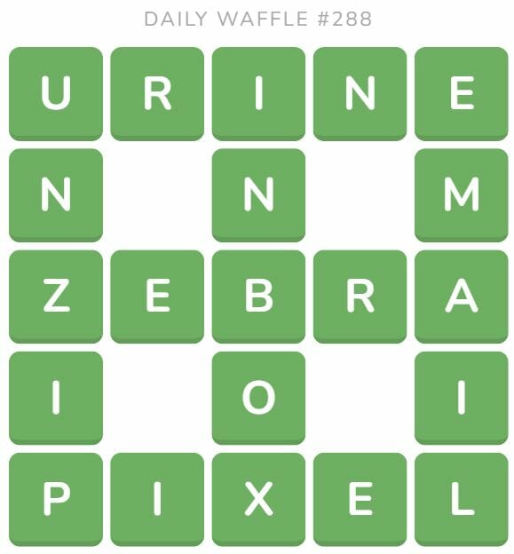 Daily Waffle Game 288 Answer - November 5th 2022