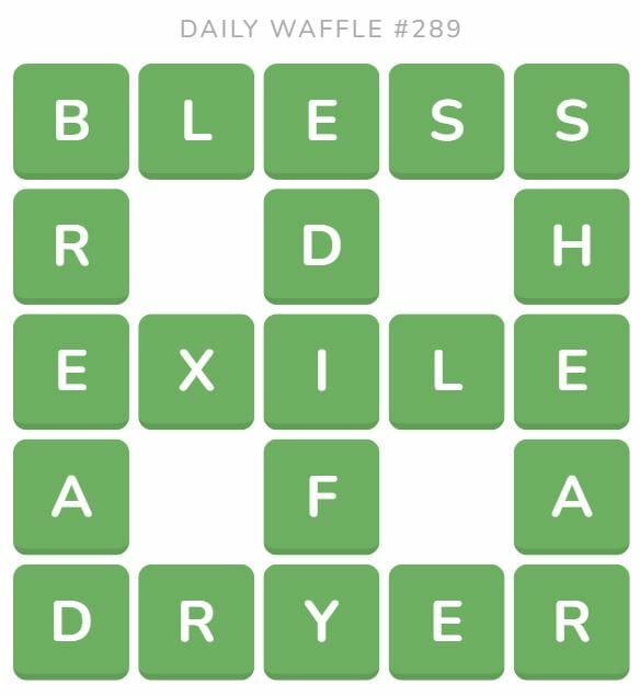Daily Waffle Game 289 Answer - November 6th 2022