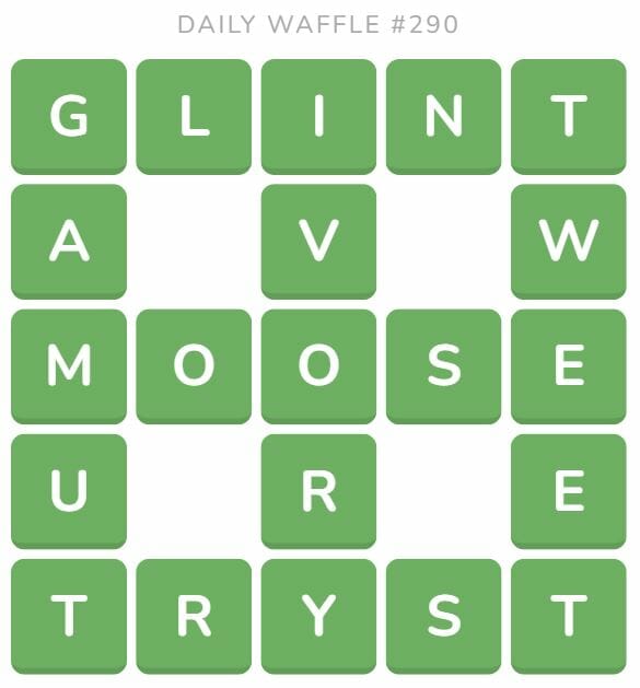Daily Waffle Game 290 Answer - November 7th 2022