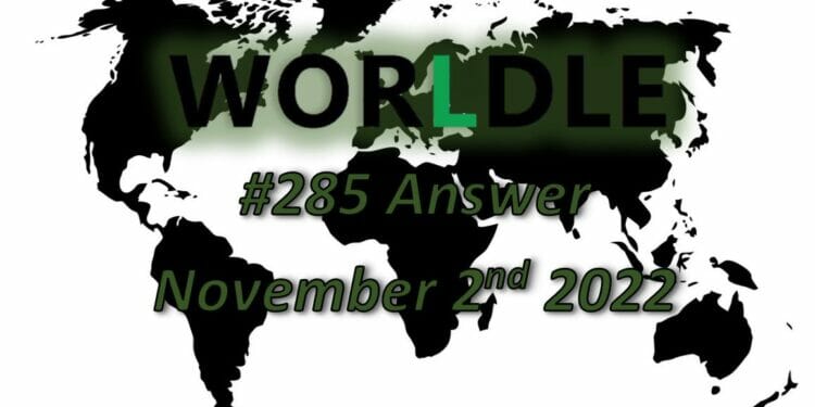 Daily Worldle 285 - November 2nd 2022