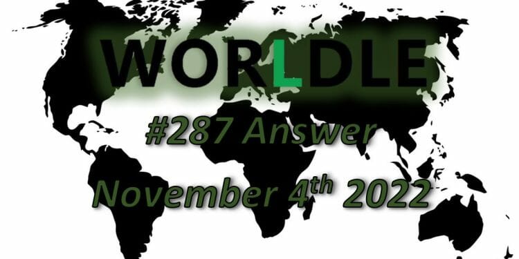 Daily Worldle 287 - November 4th 2022