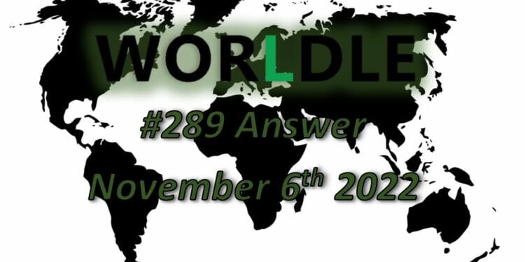 Daily Worldle 289 - November 6th 2022