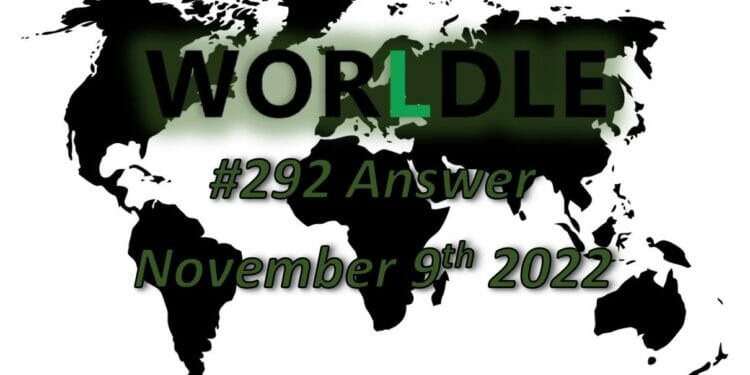 Daily Worldle 292 - November 9th 2022