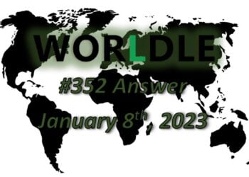 Daily Worldle 352 Answers - January 8th 2023